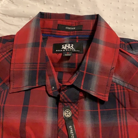 Rock & Republic Plaid Western Long Sleeve Men’s Shirt - Picture 7 of 9